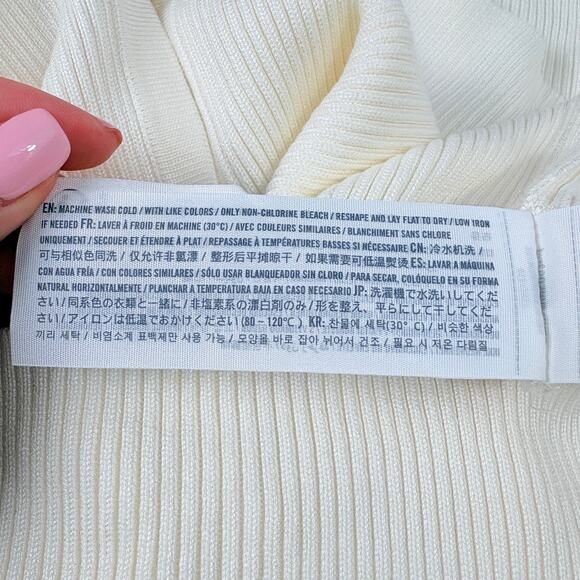 NWOT Abercrombie & Fitch Cream Ribbed Bow Front Top boho Chic Long Sleeve Size M - Picture 11 of 12